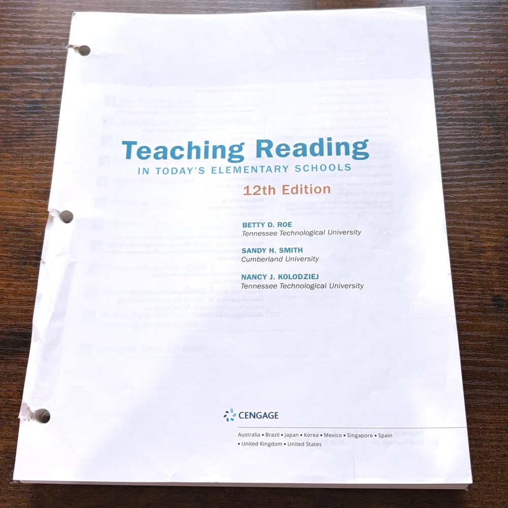 Teaching Reading in Todays Elementary Schools 12th Edition Roe Smith Kolodziej